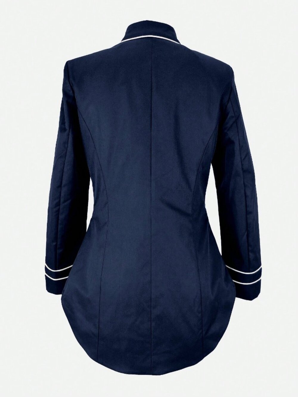Navy Blue Elegant Women's Double-Breasted Slim Fit Blazer - Picture 5 of 5